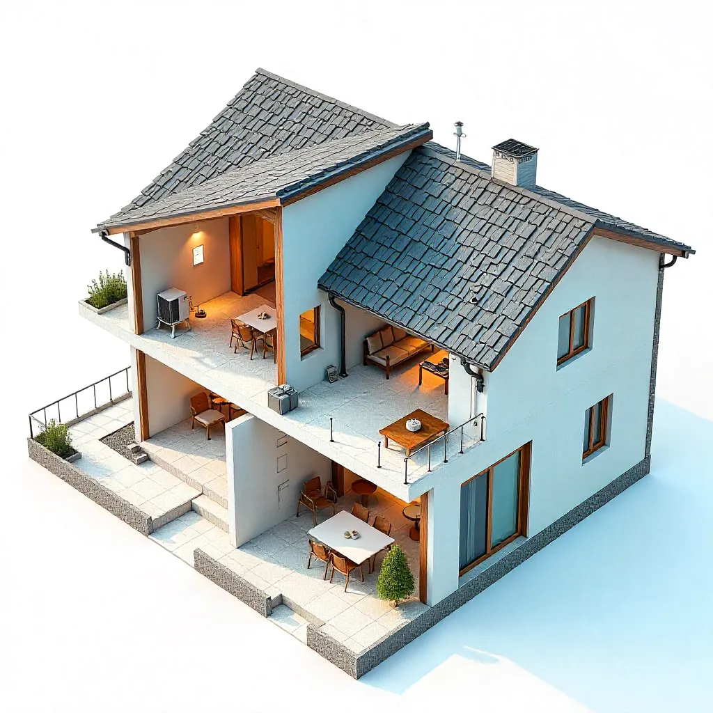 Isometric home layout with smart cooling system